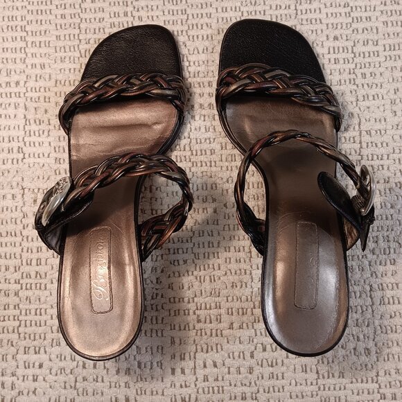 Brighton 'Fiji' women's mixed metals braided leather dressy sandals sz 9.5 N - Picture 3 of 14